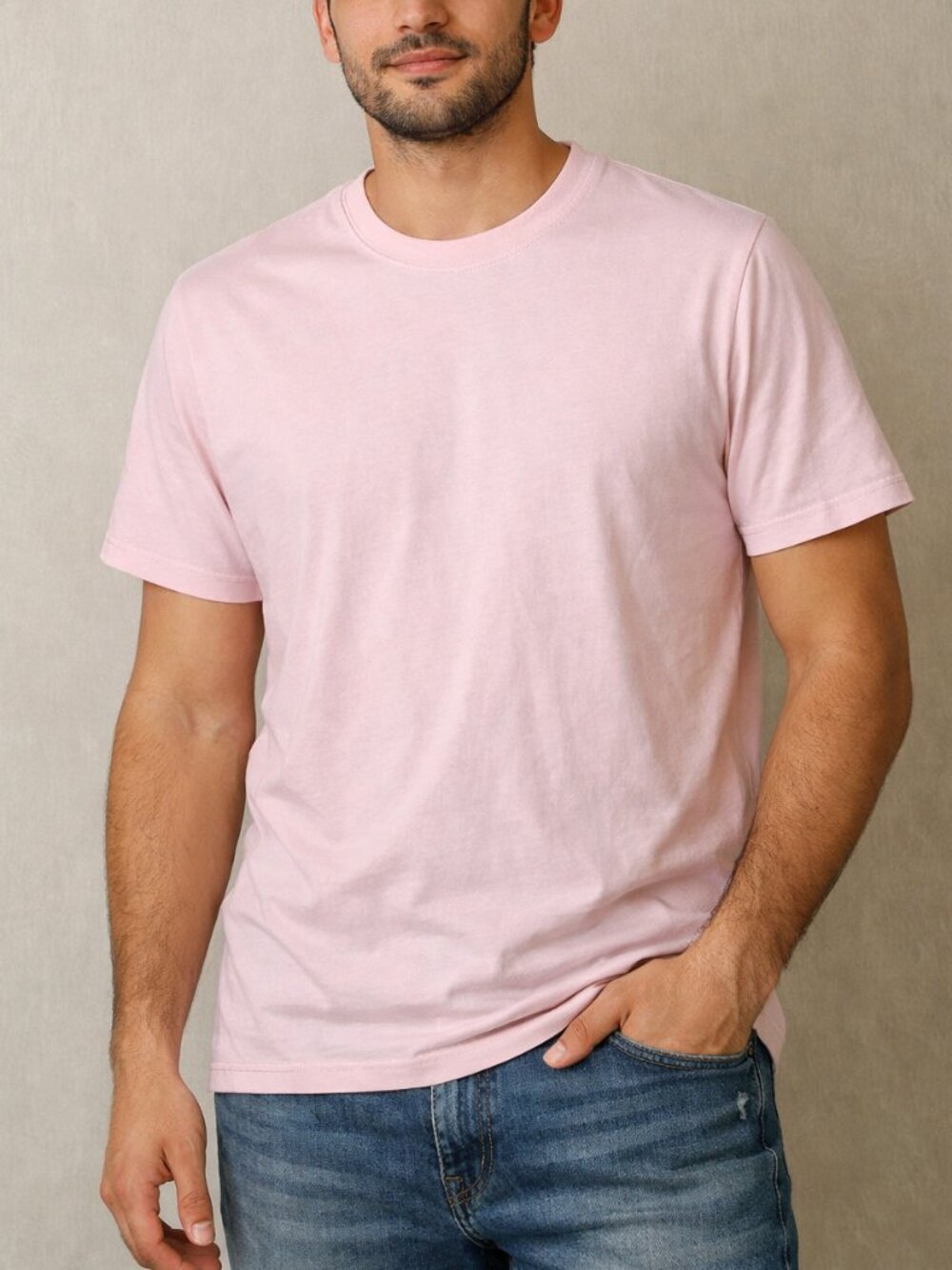Zellbury Classic Crew Neck Men's T-Shirt - Light Pink